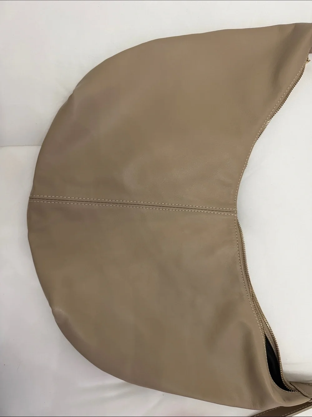 Taupe Crescent Hobo Shoulder Bag